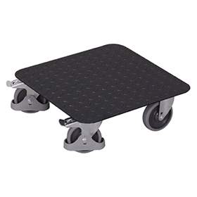 Transportroller 500 x 500 mm, Tragfähigkeit 400 kg, Ladefläche mit Riefenblech, Farbe Anthrazit RAL7016