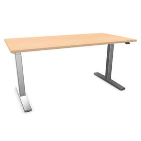 Bürotisch 1400x800 mm, elektrisch höhenverstellbar 710-1210 mm, Tischdesk Ahorn / Gestell grau