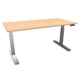 Bürotisch 1400x800 mm, elektrisch höhenverstellbar 580-1230 mm, Tischdesk Ahorn / Gestell grau