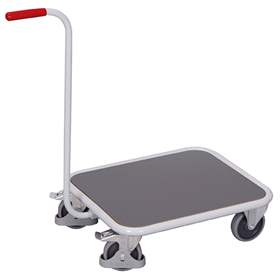 Griffroller, Ladefläche aus Holzwerkstoffplatte 600 x 500 mm, Tragfähigkeit 250 kg, Farbe Lichtgrau RAL7035 /Platte Grau