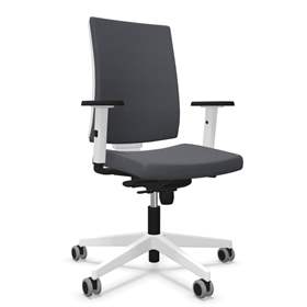 Moderner Bürostuhl NAVIGO, Stoffbezug ERA, Farbe Dunkelgrau, Rahmenkonstruktion weiß