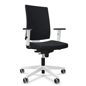 Moderner Bürostuhl NAVIGO, Stoffbezug ERA, Farbe Schwarz, Rahmenkonstruktion weiß