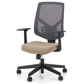 Bürodrehstuhl NEXTER, Netz-Rückenlehne, Sitzbezug beige, Rahmenkonstruktion schwarz