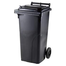 Großmülltonne aus Kunststoff, Volumen 120 l, fahrbar, schwarz