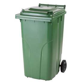 Großmülltonne aus Kunststoff, Volumen 240 l, fahrbar, grün