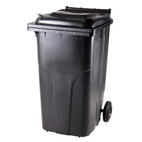 Großmülltonne aus Kunststoff, Volumen 240 l, fahrbar, schwarz