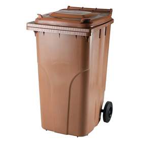Großmülltonne aus Kunststoff, Volumen 240 l, fahrbar, braun