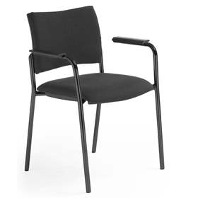 Besucherstühle INTRATA, gepolstert, Stoffbezug Sempre, Dunkelgrau, Stahlkonstruktion Schwarz lackiert