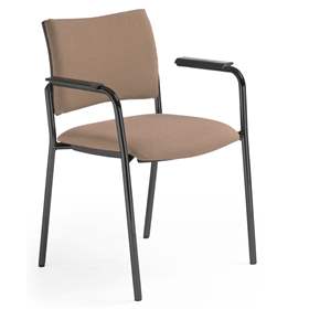 Besucherstühle INTRATA, gepolstert, Stoffbezug Sempre, Beige, Stahlkonstruktion Schwarz lackiert