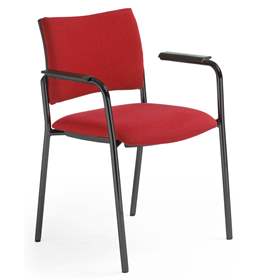 Besucherstühle INTRATA, gepolstert, Stoffbezug Sempre, Rot, Stahlkonstruktion Schwarz lackiert