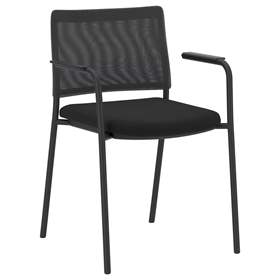 Besucherstühle INTRATA, Netz-Rückenlehne, Sitzbezug schwarz, Stahlkonstruktion Schwarz lackiert