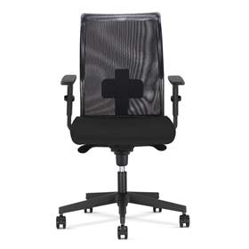 Bürodrehstuhl INTRATA, Netz-Rückenlehne, Sitzbezug schwarz, Rahmenkonstruktion schwarz