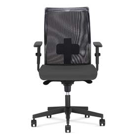 Bürodrehstuhl INTRATA, Netz-Rückenlehne, Sitzbezug dunkelgrau, Rahmenkonstruktion schwarz