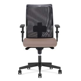 Bürodrehstuhl INTRATA, Netz-Rückenlehne, Sitzbezug beige, Rahmenkonstruktion schwarz