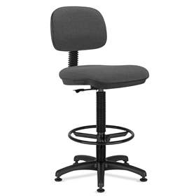 Industrie-Arbeitsdrehstuhl SENIOR mit Fußring, Stoffbezug - grau