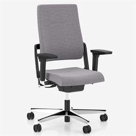 Ergonomischer Bürostuhl XILIUM X-MOVE mit 4D Armlehnen, ergonomisch, Stoffbezug ERA, Farbe Lichtgrau, Fußkreuz aus poliertem Aluminium