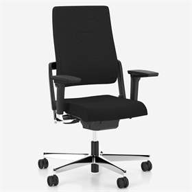 Ergonomischer Bürostuhl XILIUM X-MOVE mit 4D Armlehnen, ergonomisch, Stoffbezug ERA, Farbe Schwarz, Fußkreuz aus poliertem Aluminium