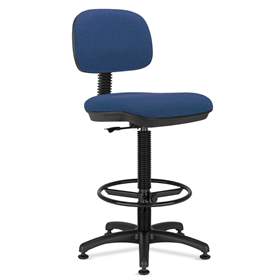 Industrie-Arbeitsdrehstuhl SENIOR mit Fußring, Stoffbezug - blau