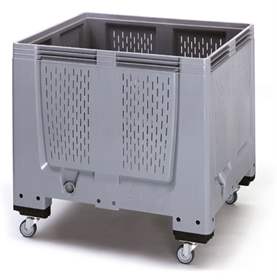 BigBox aus Polyethylen, mit Lüftungsschlitzen, 1200 x 1000 x 1000 mm, mit Rädern