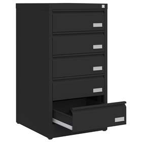 CD und DVD-Metallschrank, 5 Schubladen, HxBxT:956x505x565 mm, Farbe schwarz RAL9005