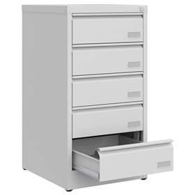 CD und DVD-Metallschrank, 5 Schubladen, HxBxT:956x505x565 mm, Farbe grau RAL7035