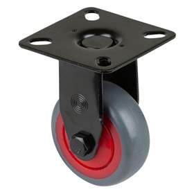 Apparate-Bockrolle, Lauffläche grau, Gabel schwarz, Durchm. 50 mm, mit Platte, Traglast 50 kg