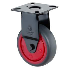 Apparate-Bockrolle, Lauffläche grau, Gabel schwarz, Durchm. 75 mm, mit Platte, Traglast 60 kg