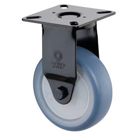 Apparate-Bockrolle, Lauffläche blau, Gabel schwarz, Durchm. 75 mm, mit Platte, Traglast 60 kg