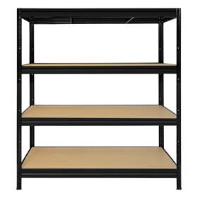 Raft cu cleme HEAVY RACK, culoare negru RAL9005, HxLxl: 1770x1600x600 mm, 4 polițe a câte 600 kg, din plăci MDF