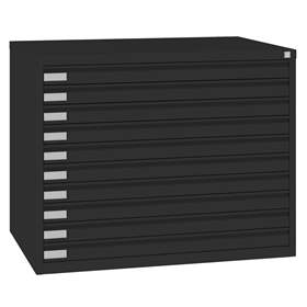 Zeichnungs- und Flachablagenschrank, 10 Schubladen, Format A0, Farbe schwarz RAL9005
