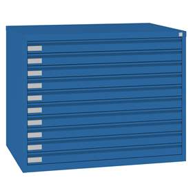 Zeichnungs- und Flachablagenschrank, 10 Schubladen, Format A0, Farbe blau RAL5010
