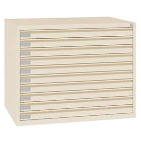 Zeichnungs- und Flachablagenschrank, 10 Schubladen, Format A0, Farbe beige RAL1015
