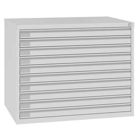 Zeichnungs- und Flachablagenschrank, 10 Schubladen, Format A0, Farbe grau RAL7035