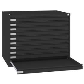 Zeichnungs- und Flachablagenschrank, 10 Schubladen, verstärkt, Format A1, Farbe schwarz RAL9005