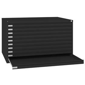 Dulap arhivare desene și planșe, armat, 10 sertare, format A0, culoare negru RAL9005