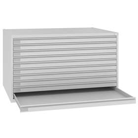 Dulap arhivare desene și planșe, armat, 10 sertare, format A0, culoare gri RAL7035