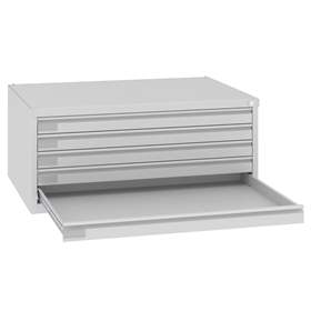 Zeichnungs- und Flachablagenschrank, 5 Schubladen, verstärkt, Format A1, Farbe grau RAL7035