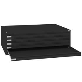 Zeichnungs- und Flachablagenschrank, 5 Schubladen, verstärkt, Format A0, Farbe schwarz RAL9005
