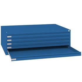 Zeichnungs- und Flachablagenschrank, 5 Schubladen, verstärkt, Format A0, Farbe blau RAL5010