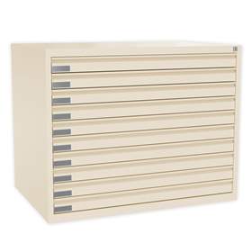 Dulap arhivare desene și planșe, 10 sertare, format A1, culoare bej RAL1015