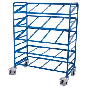 Regalwagen VARIOfit für EURO-Behälter, 5 Etagen aus Winkelstahl, Ladefläche 1240x610 mm