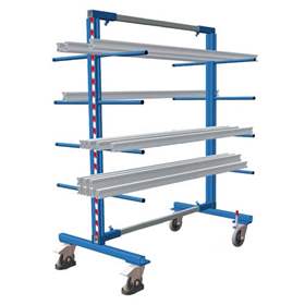 Tragarmregalwagen VARIOfit, zweiseitig, 16 Tragarme, Breite 540-1400 mm