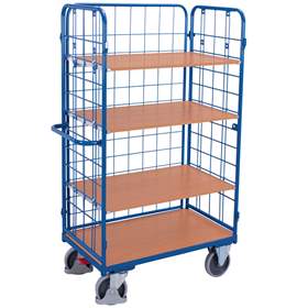 Etagenwagen VARIOfit mit 3 Hochwänden, Gesamthöhe 1780 mm, 4 Etagen 850x500 mm, Tragfähigkeit 400 kg