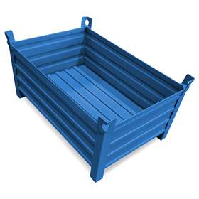 Ohradová paleta kovová, profesionální, 1200x800 mm, 1500 kg, 4 plné bočnice, na nohách, modrá RAL5010