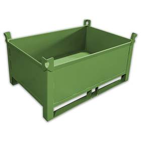 Vollwand-Stapelbehälter mit Kufen, wasserdicht, Profi, Traglast 1500 kg, LxB 1200x800 mm, grün RAL6011