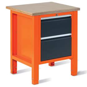 Werkstatt-Tisch TECHNO Light, Breite 725 mm, 2 Schubladen, Farbe orange RAL2004/anthrazit RAL7016.