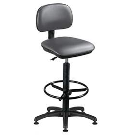 Industrie-Arbeitsdrehstuhl SENIOR mit Fußring, Kunstleder - grau