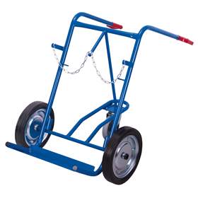 Gasflaschenwagen VARIOfit, für 2 Flaschen mit 210-250 mm Durchmesser, Vollgummibereifung mit 1 Stützrad