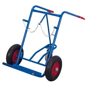 Gasflaschenwagen VARIOfit, für 2 Flaschen mit 210-250 mm Durchmesser, Luftbereifung mit 1 Stützrad