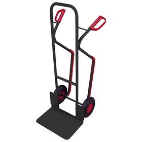 Sackkarre VARIOfit - Stahlrohr mit Kunststoffgleitkufen, Tragfähigkeit 250 kg, Schaufel 480 x 300 mm, Luftbereifung, Farbe Anthrazit RAL7016